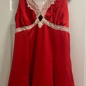 Red Lace Trim Nightgown